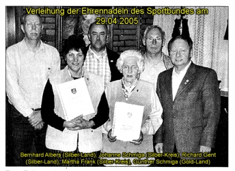 Verleihung der Ehrennadeln des Sportbundes am 29.04.2005