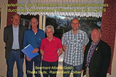 Verleihung der Ehrennadeln des Landessportbundes am 25.04.2019